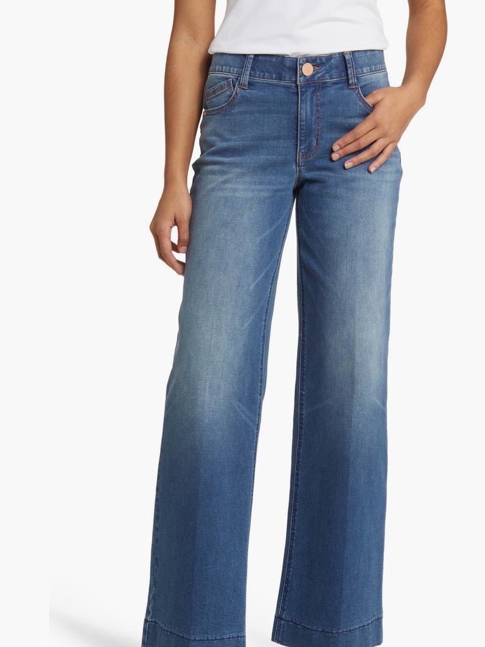 Wit & Wisdom Medium Blue High-Rise Wide Leg Jeans